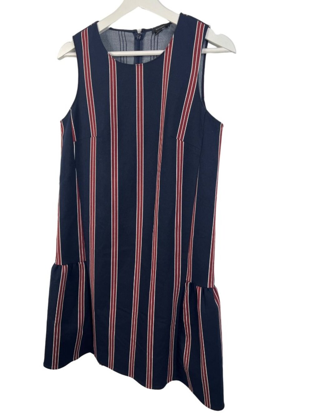 Halogen Dress Womens XS Navy Red Stripe Sleeveless Shift Career Casual - Picture 4 of 12
